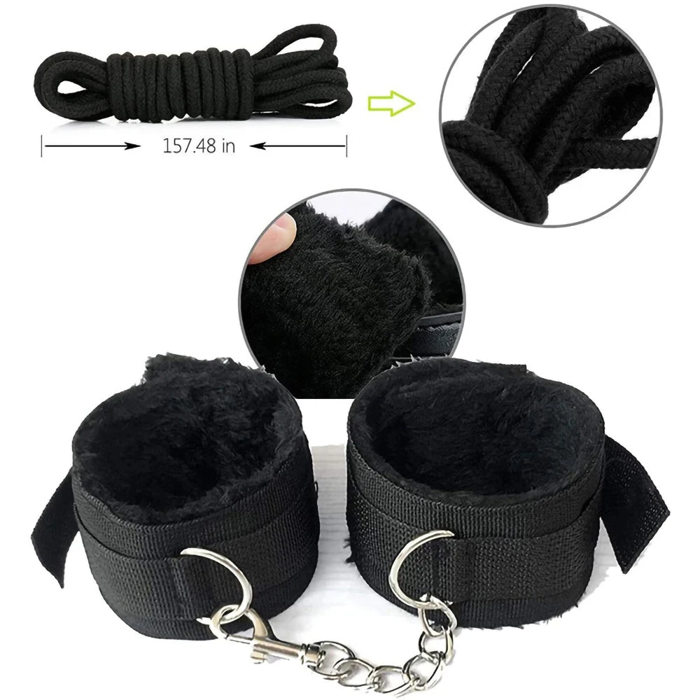 Sex Toys BDSM Bondage Set Erotic Bed Games Handcuffs Ankle Nipple Clamps Whip Spanking Slave Collars Adults Sex Game For Couples