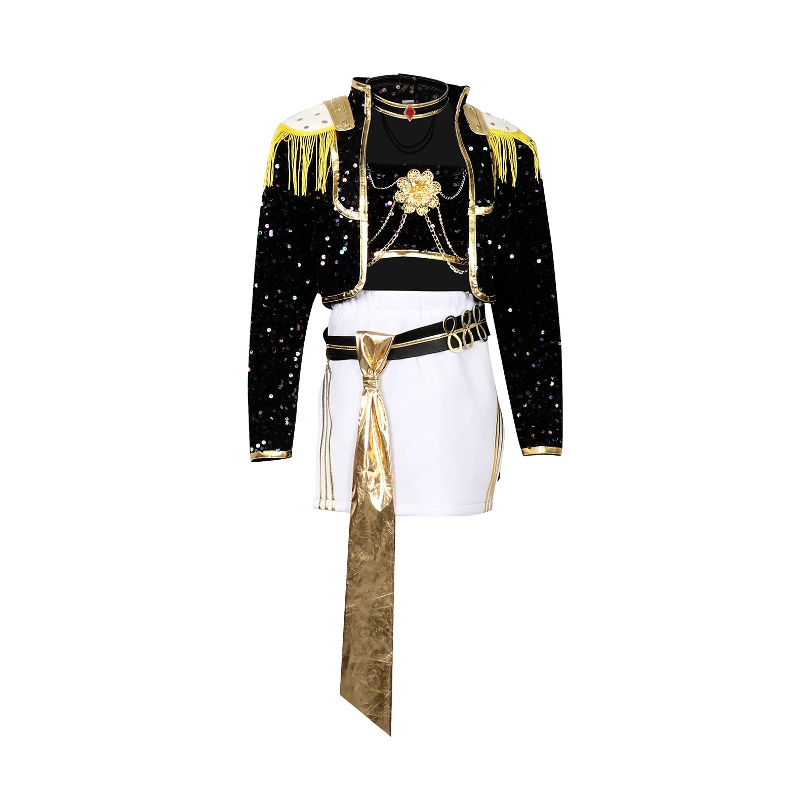 Kids  Rumi mila zuoyi Cosplay costume Black and gold set Children's girl idol role-playing costum