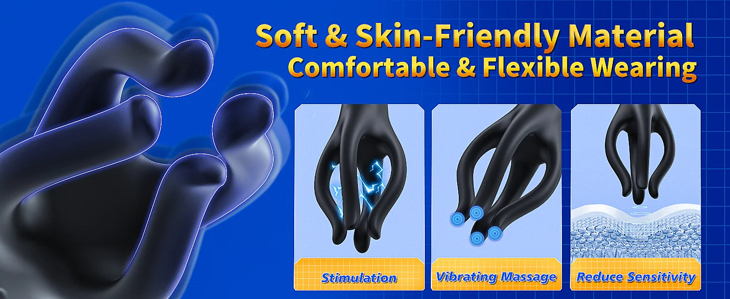 Male Penis Vibrator Sex Toys,4 Tentacles 360° Wrapping Glans Trainer,Fingertip Endurance Delay Exerciser,Masturbator Erotic Toys