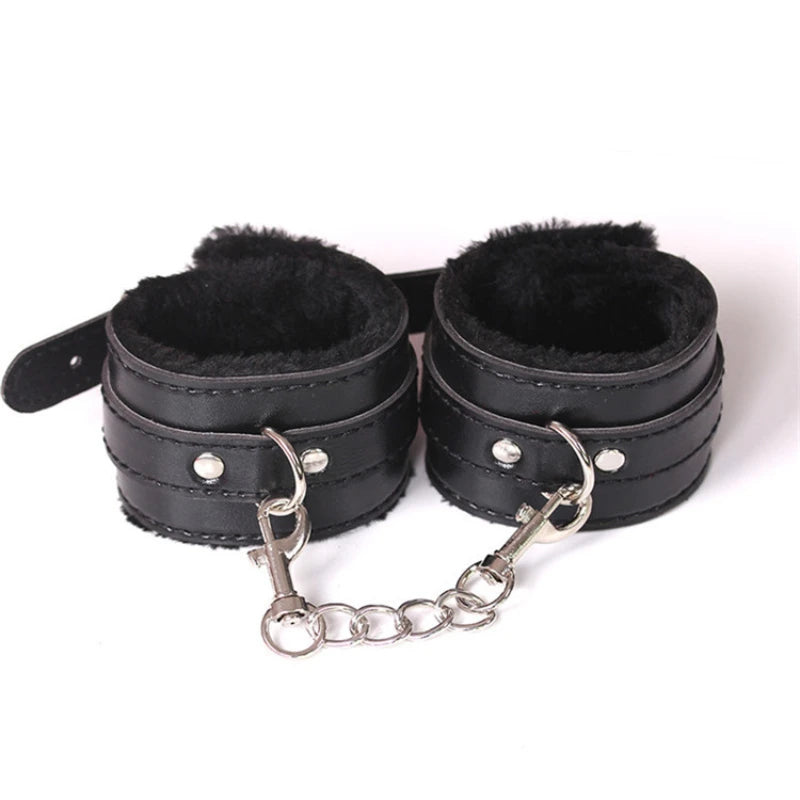 1 Pair Sexy Hand Wrap PU Leather Plush Handcuff Ankle Cuff Bracelet Bondage Lingerie Cosplay Accessories Couples Games Sex toys