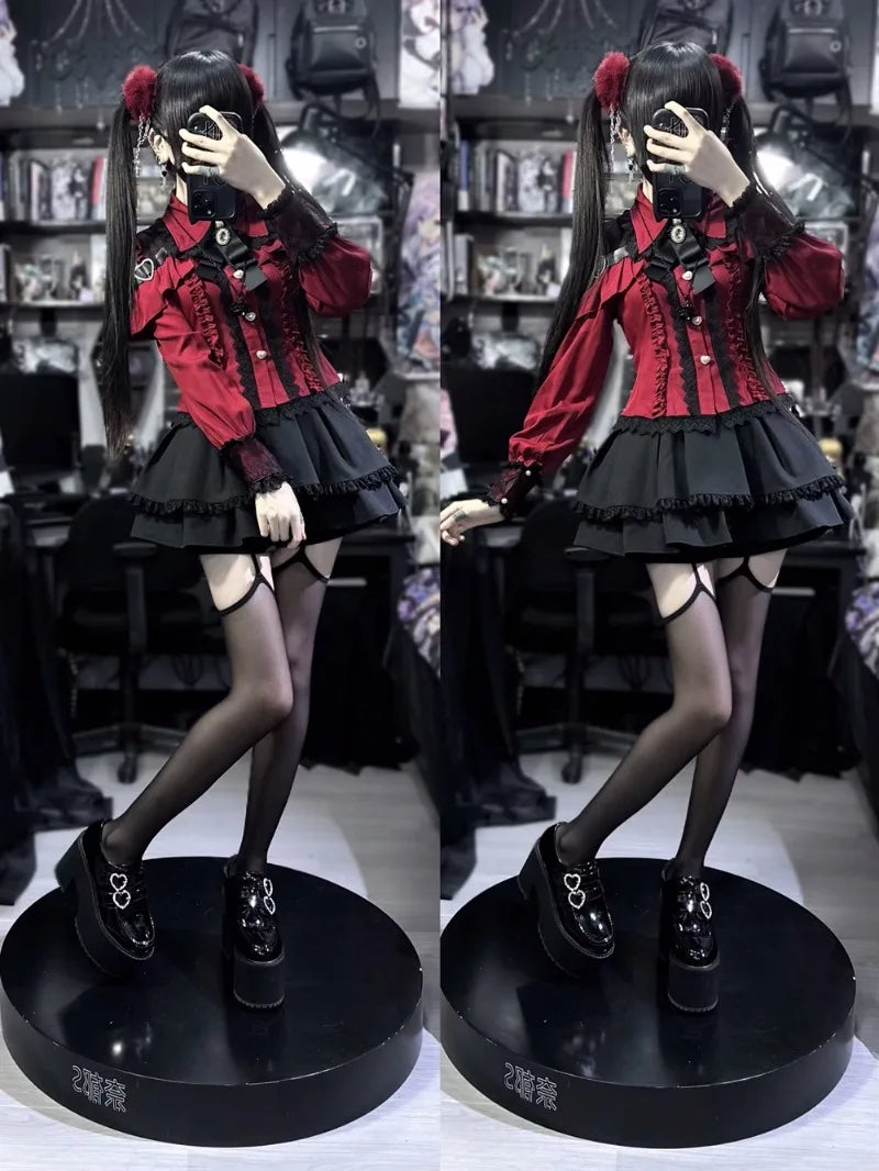 Jirai Kei Outfit Lolita Girl Cosplay Jk Uniform Cute Dress Black Skirt Women Costume Stage Performence Clothes Anime Dresses