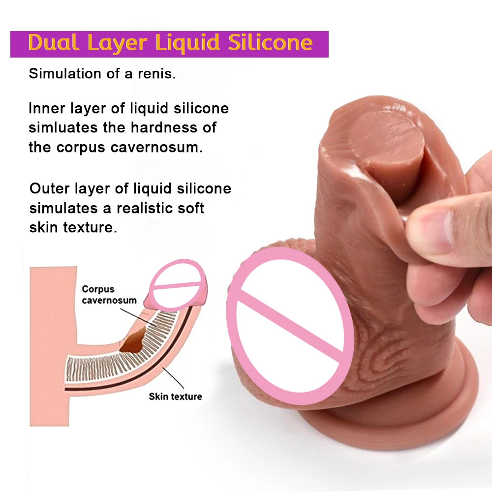 Soft Realistic Skin Feel Penis Big Dildo Double Silicone Suction Cup Thick Dick Anal Men's Women's Gay Sex Toys
