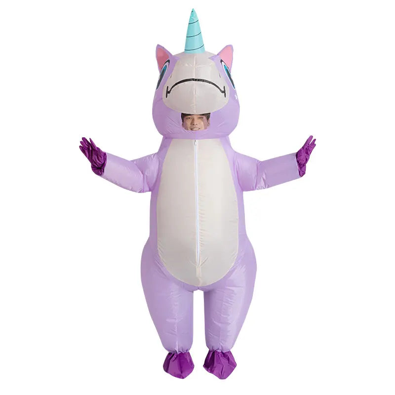 anime Inflatable Unicorn Costume Pink Full Body Unicorn Cosplay Costumes with Blower Funny Party Halloween Costume for Adult