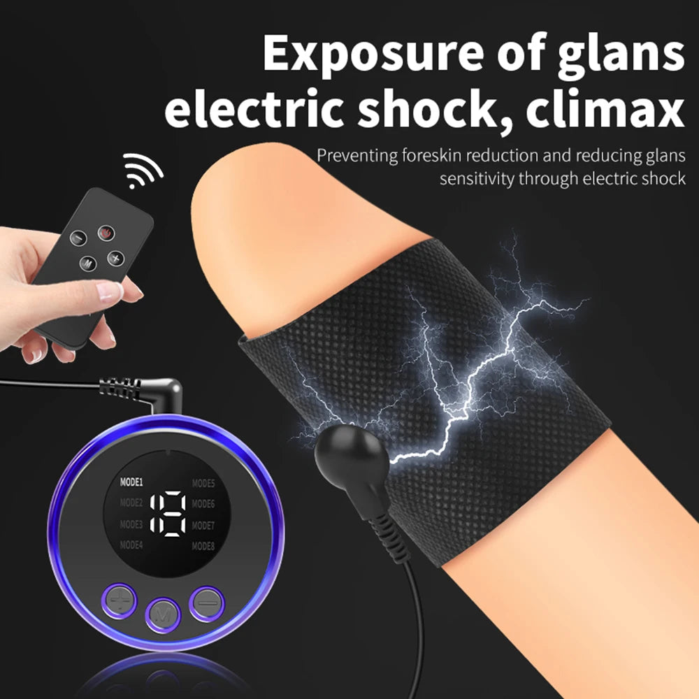 Electro Penis Sleeve Vibrator For Men Penis Cock Ring Masturbation Conductive Enlargement Stimulator Massage Sex Toys For Men