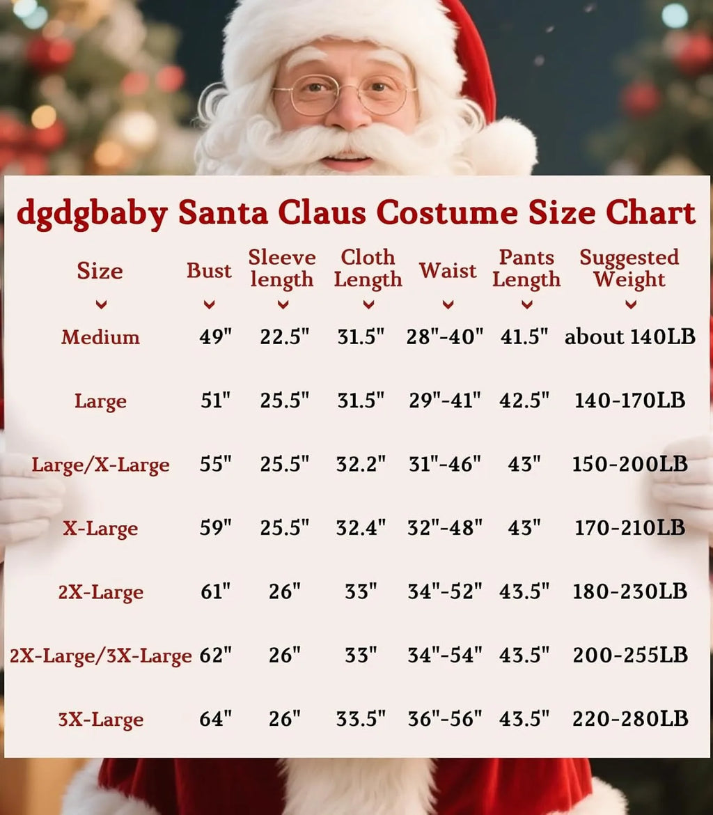 Christmas Costumes-Santa Claus Costume for Men Women Adult - 9pc. Deluxe Costume Santa Suit Outfit