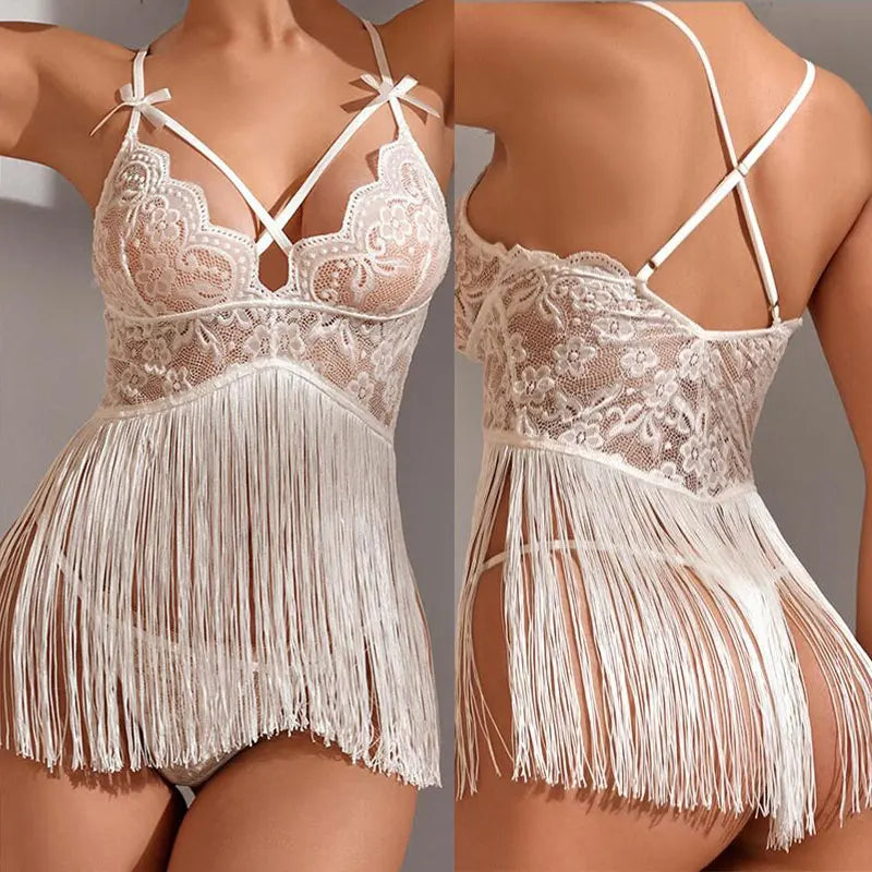 Sexy Erotic Lingerie Kit Women Temptation Lace Tassel Sensual Porn Underwear For Sex Hot Bodydolls Exotic Apparel Lenceria