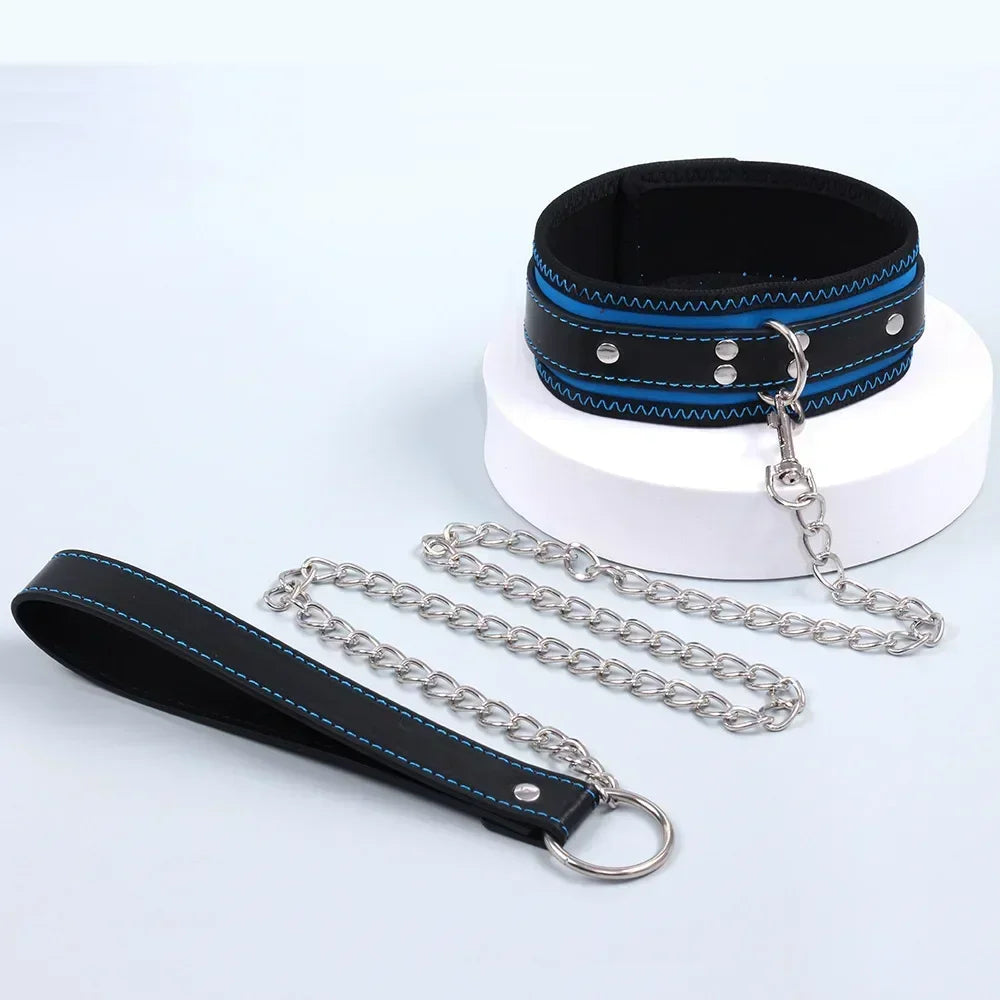Accessories for Couples Leather Harness Sex Slave Bondage Adult Products Collar and Chain Leash Fetsih Erotic BDSM Sex Exotic