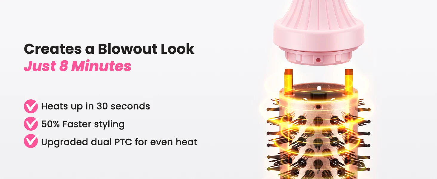 Dual Voltage Ionic Thermal Brush For Curling And Straightening 6 Temperature Settings & LED Digital Display Hot Air Styler