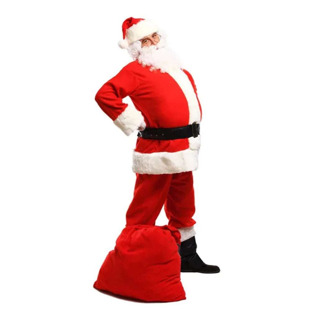 Santa Claus Cosplay Costume Christmas New Year Men Costumes Deluxe Classic Adults Set Halloween Carnival Party RolePlay Suits