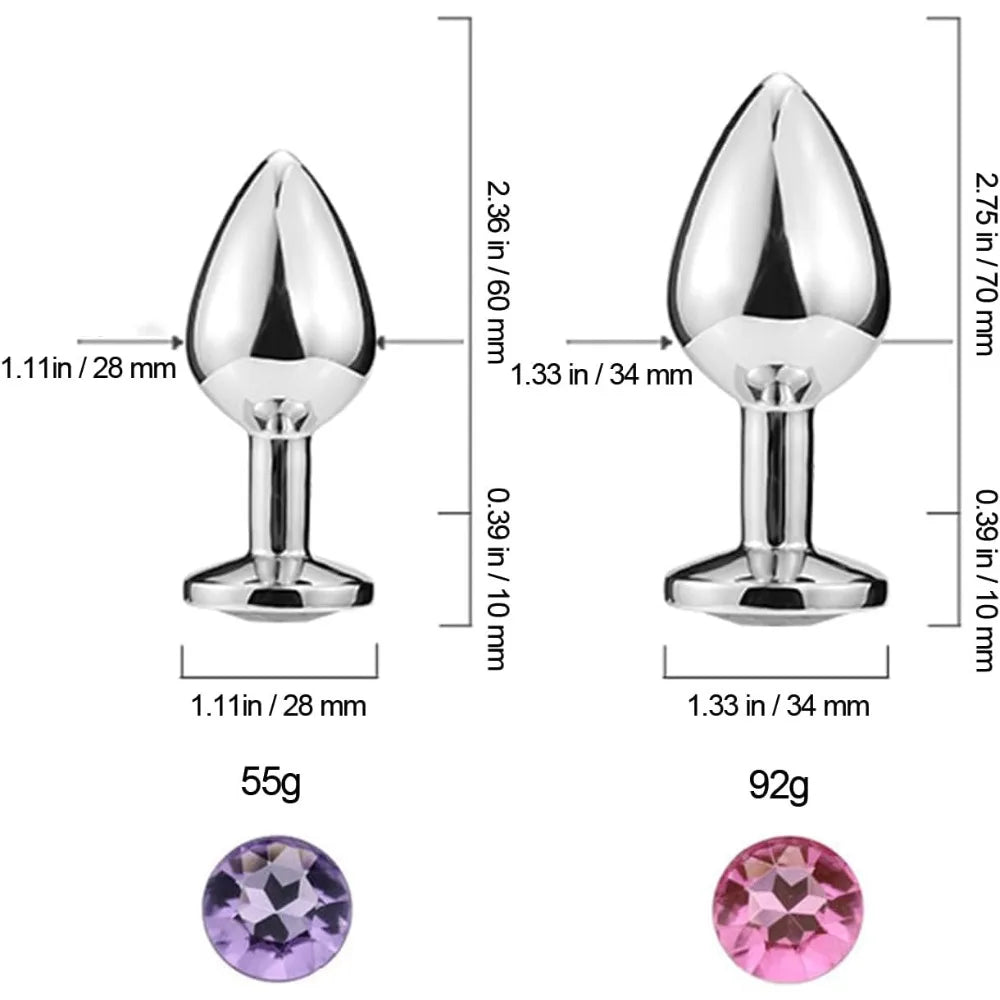 Anal Plug 3 Sizes Stainless Steel Crystal Anal Plug Removable Butt Plug Stimulator Anal Adult Sex Toys Prostate Massager Dildos