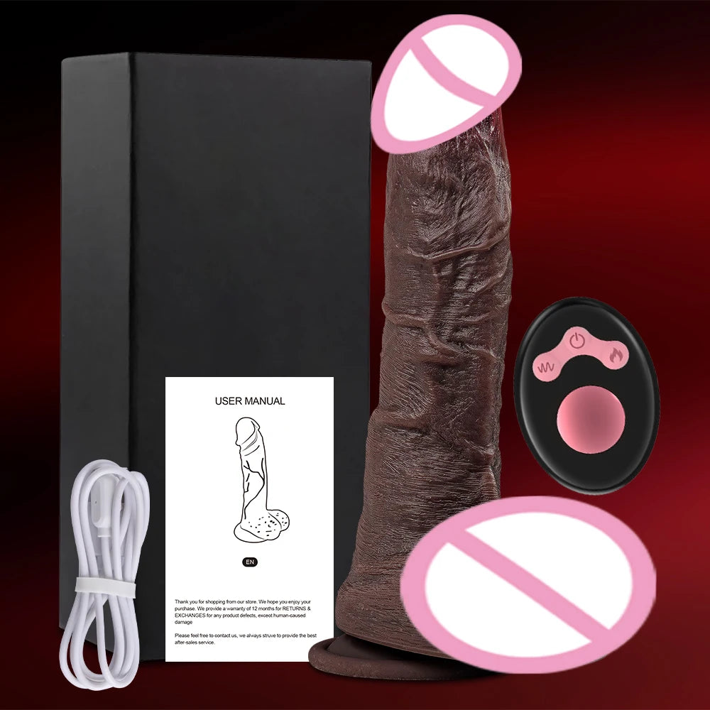 Telescopic Vibrator Dildo Heating Realistic Big Penis Female Vagina Massager Anal Plug Masturbator Sexy Adult Sex Toys For Women