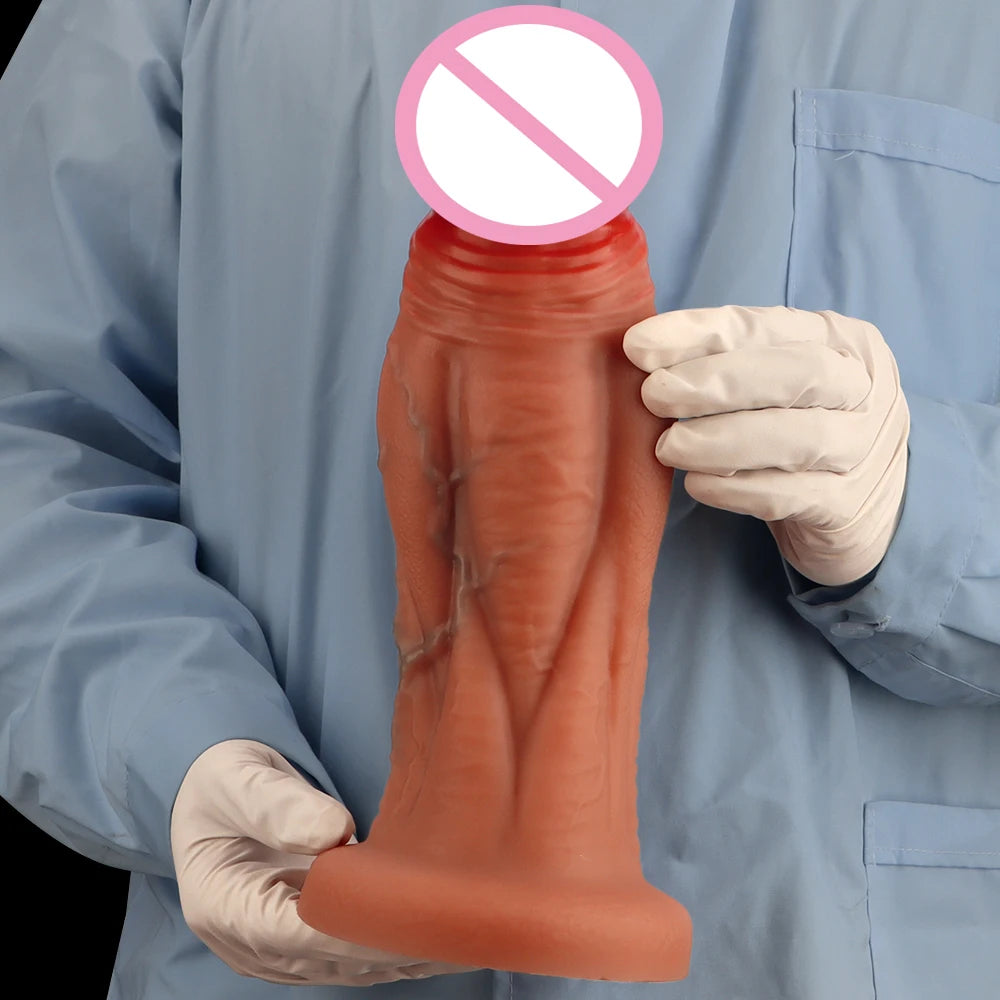 3 Size 18+ Muscular Man Big Dildo Soft Liquid Silicone Realistic Dildo No Balls Suction Cup Hands-Free Sex Toys for Women Men