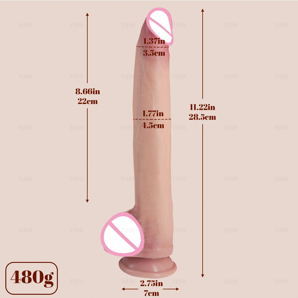 Realistic Long Dildo Sex Toys Dual-Layer Silicone Big Dildos Lifelike Giant Dildo Anal Play with Suction Cup Sex Toys for Women
