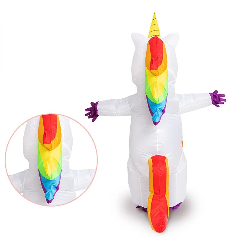anime Inflatable Unicorn Costume Pink Full Body Unicorn Cosplay Costumes with Blower Funny Party Halloween Costume for Adult