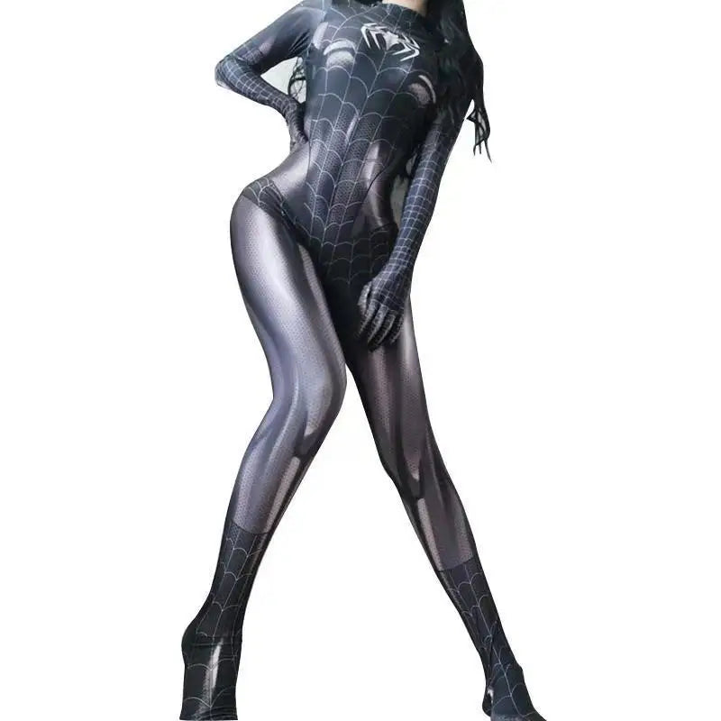 Female black catsuit cosplay Halloween costume stage performance outfit