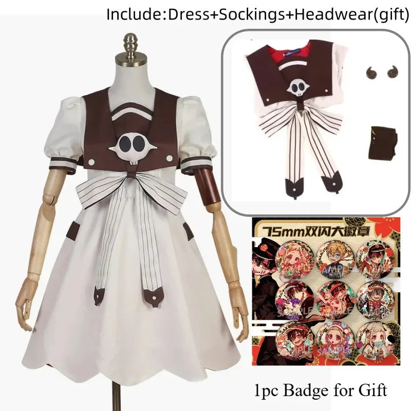 Yashiro Nene Cosplay Costume Anime Toilet-Bound Hanako-Kun Clothes White Dress Wiig Uniform Women Outfit for New Year Day
