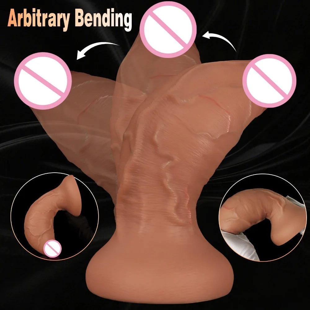 XXL Giant Realistic Dildo Anal Plug 13.2CM Super Thick Soft Silicone Huge Butt Plug Anal Dilator with Suction Cup Adult Sex Toys