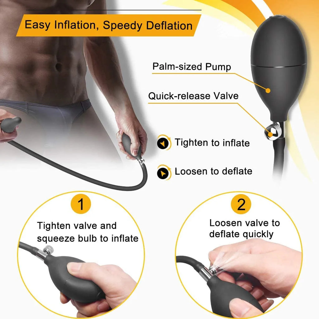 Inflatable Anal Plug with Metal Ball for Men&Women Extra Large Prostate Massager &G-Spot Stimulator Premium Comfort Anal Dilator