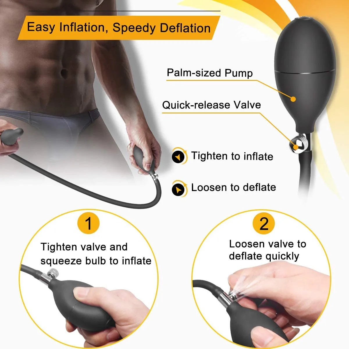 Inflatable Anal Plug with Metal Ball for Men&Women Extra Large Prostate Massager &G-Spot Stimulator Premium Comfort Anal Dilator