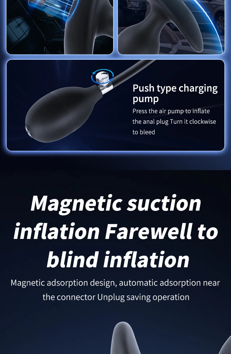 Expand Inflatable Anal Plug with Magneticsuction Valve Stretch Anal Trainer Stimulation Inflatable Anal Butt Plug BDSM for Men