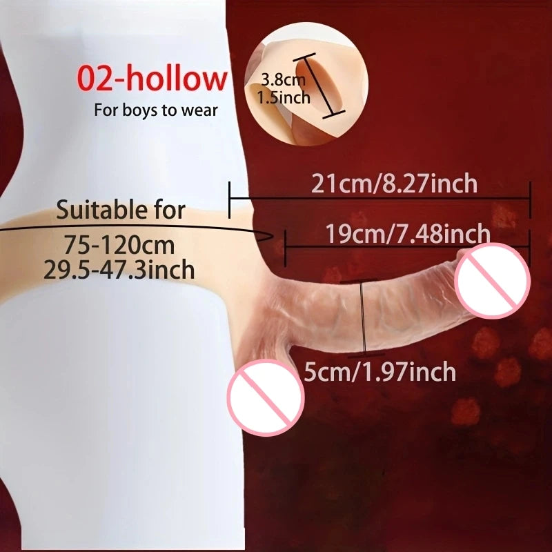 Silicone Wearable Underwear with Giant Dildo, Sex Toy Huge Dildo Panties with Realistic Penis, Simulate Skin Texture G Spot