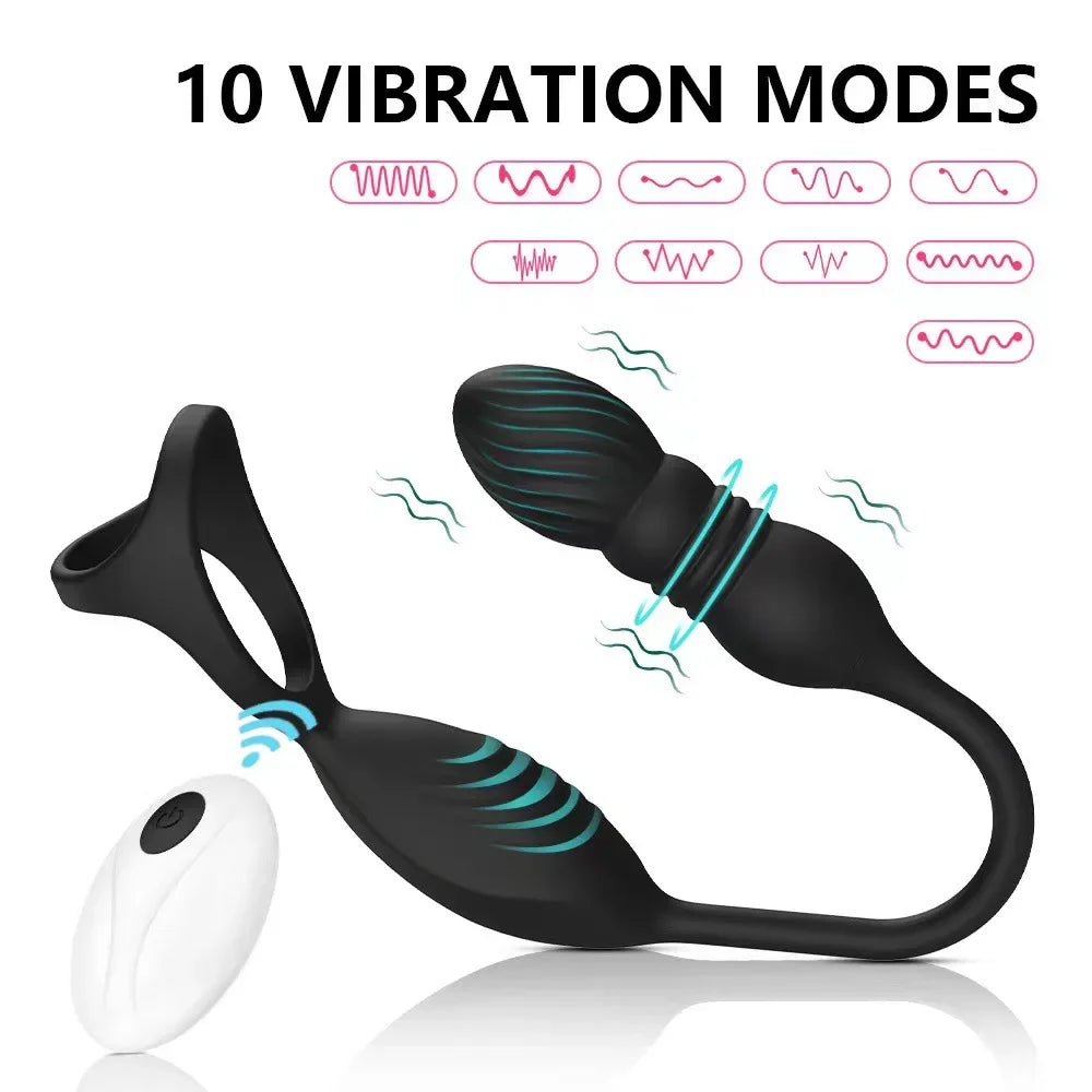 Retractable Back Court Anal Plug  Plugs Are Wave Pleasure Men's Court Bellos Wireless Remote Control Three Ring Locking Silicone