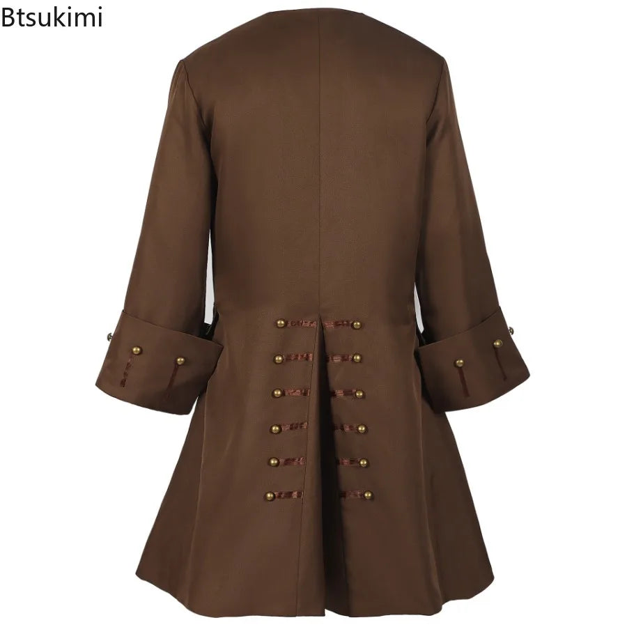 Halloween Caribbean Pirate Jacket Renaissance Overcoat Medieval Jacketcoats Pirate Captain Costume Stage Role-playing Costume