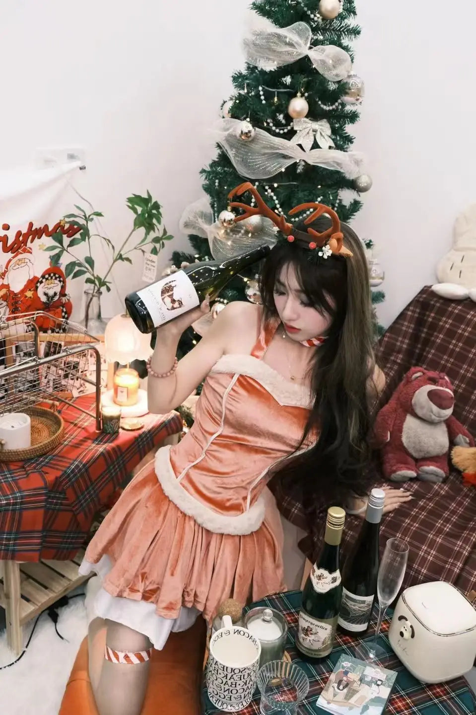 Christmas Cosplay Costume Sexy Reindeer Rudolph Xmas Party Performance Photoshooting Tempting Uniform Hot Seductive Pure Desire