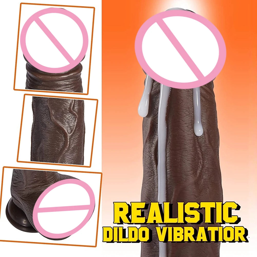 Thrusting Dildo Vibrator Sex Toy Black Realistic Vibrating Dildos G-spot Anal Stimulation Vibrating Dildo for Women Masturbation