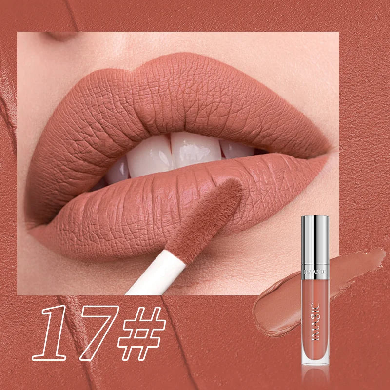 IMAGIC Natural Matte Lipgloss Stainless Steel Cup Waterproof Long-Lasting Lip Makeup Beauty 8ml NO.LP-221