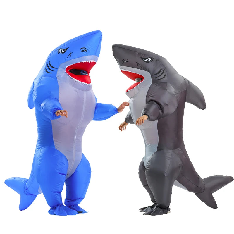 Inflatable Muscle Shark Costume Mascot Halloween Cosplay Costume for Adult Carnival Funny Suit Events Air Blow-up Outfit