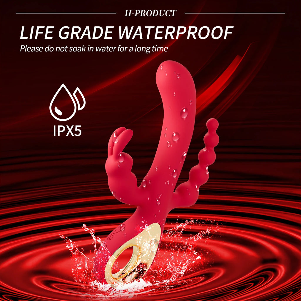 3 In 1 Dildo Rabbit Vibrator for Women G-Spot Orgasm Masturbator Anal Plug Clitoris Stimulator Female Masturbation Sex Toys 18