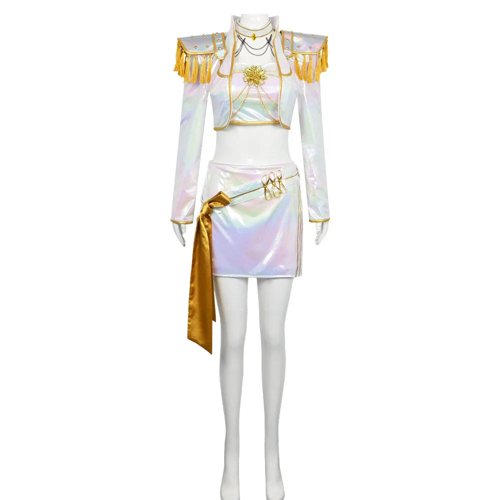 New Movie K-Pop Demon Hunters Cosplay Costume Rumi Zoey Mira White Set Adults Kids Halloween Party Props Stage Show Accessories