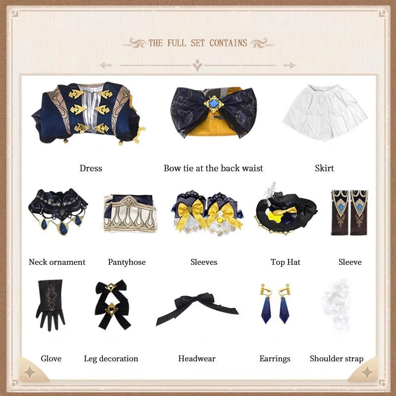 Anime Cosplay impact Navia cosplay dress uniform costume wig set Halloween party outfit for women dresses