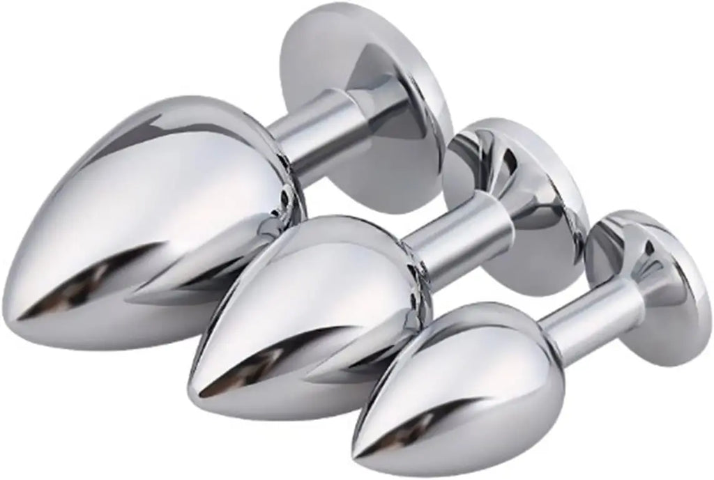 Anal Plugs Men Women Heart 3 Sizes Stainless Steel Crystal Removable Butt Plug Stimulator Anal Sex Toys Prostate Massager Dildo