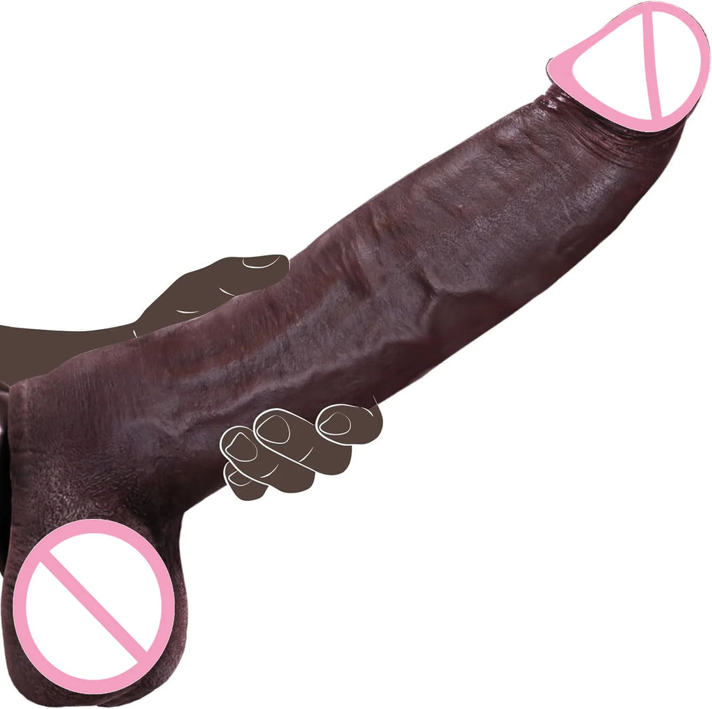 Simulated large black dildo sex toy, skin like huge thick dildo, with realistic silicone dildo with suction cups