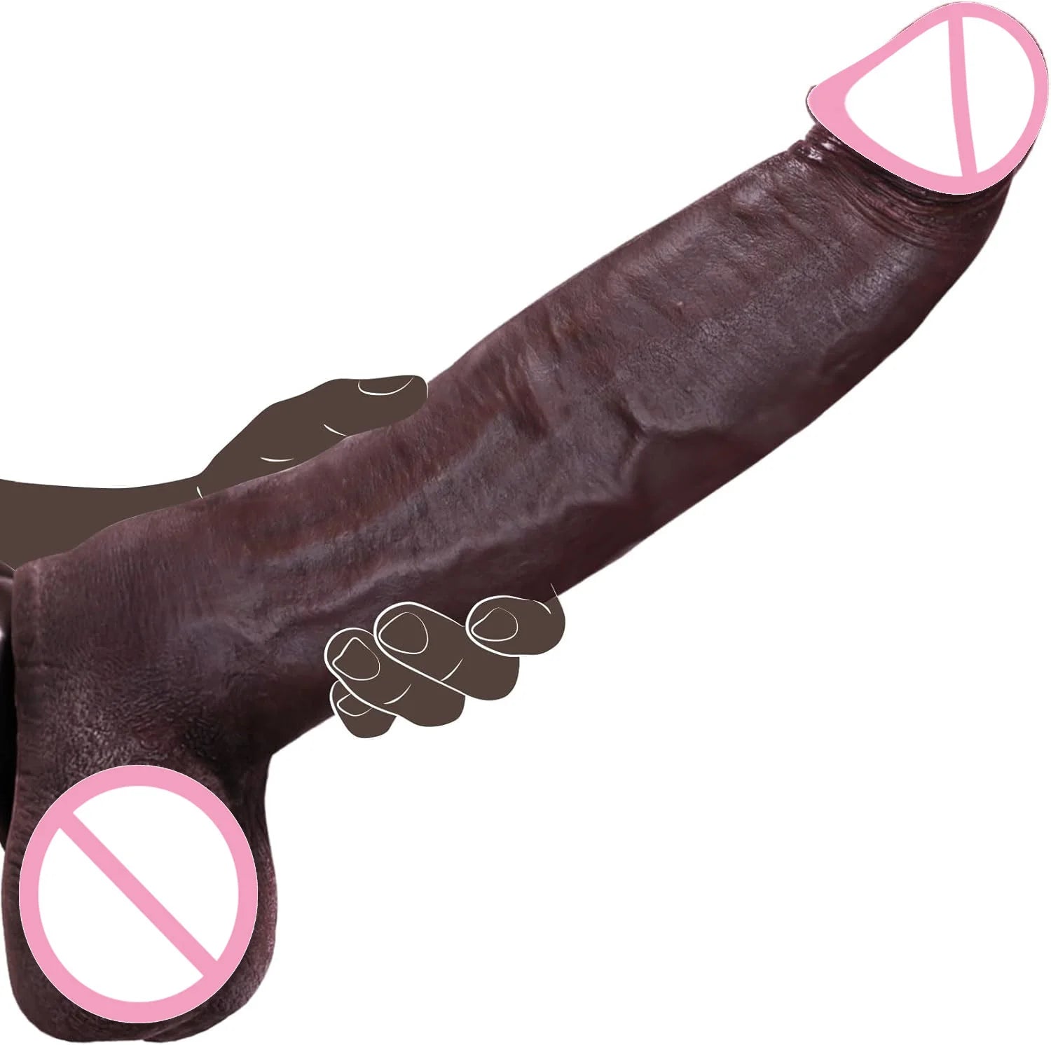 Simulated large black dildo sex toy, skin like huge thick dildo, with realistic silicone dildo with suction cups