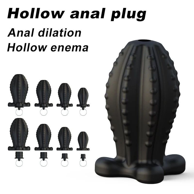 Hollow Anal Plug With plug Prevent liquid leakage Recklessly peeping Easy Enema Vaginal Anal masturbation Butt Plug BDSM Sex Toy