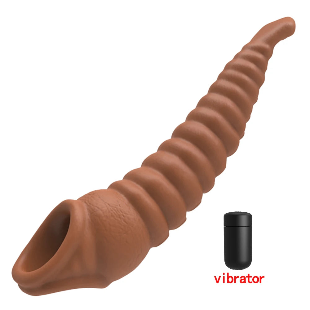 Vibrator for Men Penis Enlargement Sleeve Delay Ejaculation Cock Ring Reusable Comdom Penis Extender Adult Sex Toys For Men