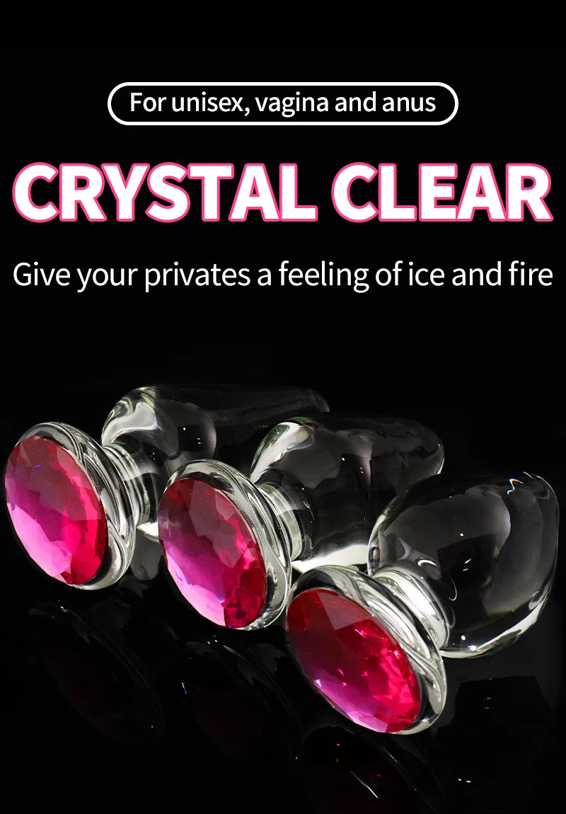 Glass Crystal Anal Plug G-spot Stimulation Prostate Massager Sex Toys Adult Masturbator Huge Anus Dilator For Men Women Lesbian