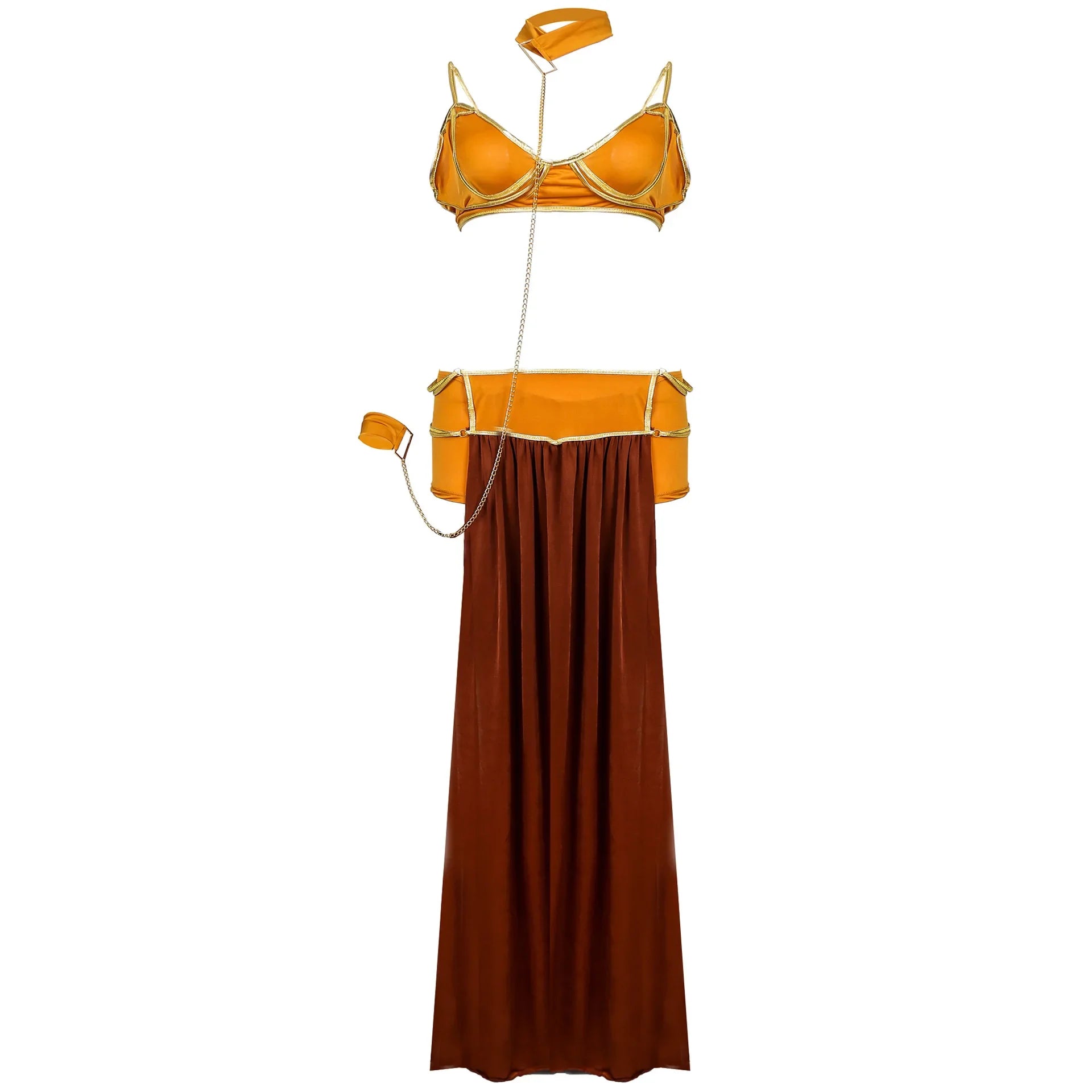 Cosplay Costumes Princess Leia Slave Bra+Skirt Black & Brown Women Sexy Party Anime Halloween Costume Egyptian Style