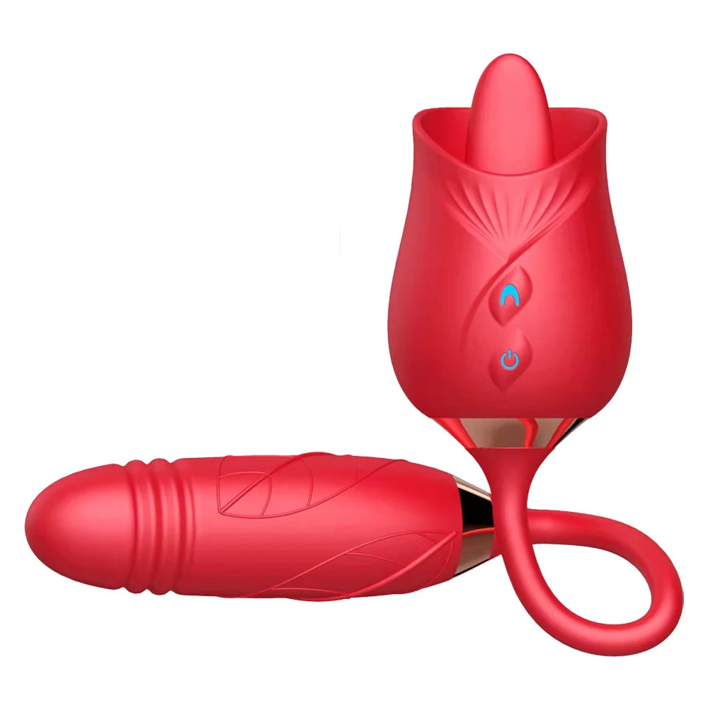 Licking Vibrator for Women Clitoral Nipple Stimulator Massager Thrusting Dildo 2 in 1 Sex Toy for Women Adult Sex Products
