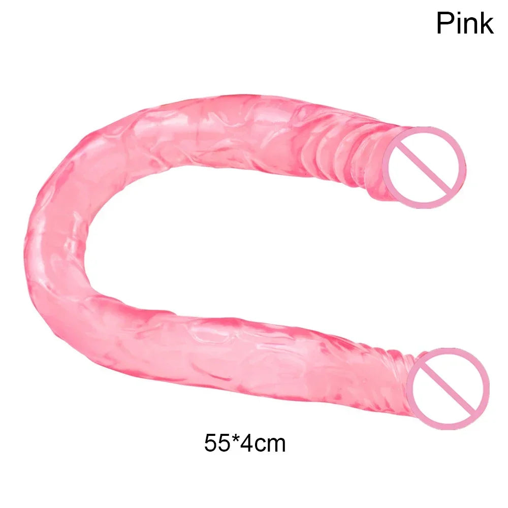 55cm Multicolor Double Head Dildo Flexible Dick Soft Big Penis Vagina Orgasm G-spot Stimulator Anal Sex Toys For Lesbian And Gay