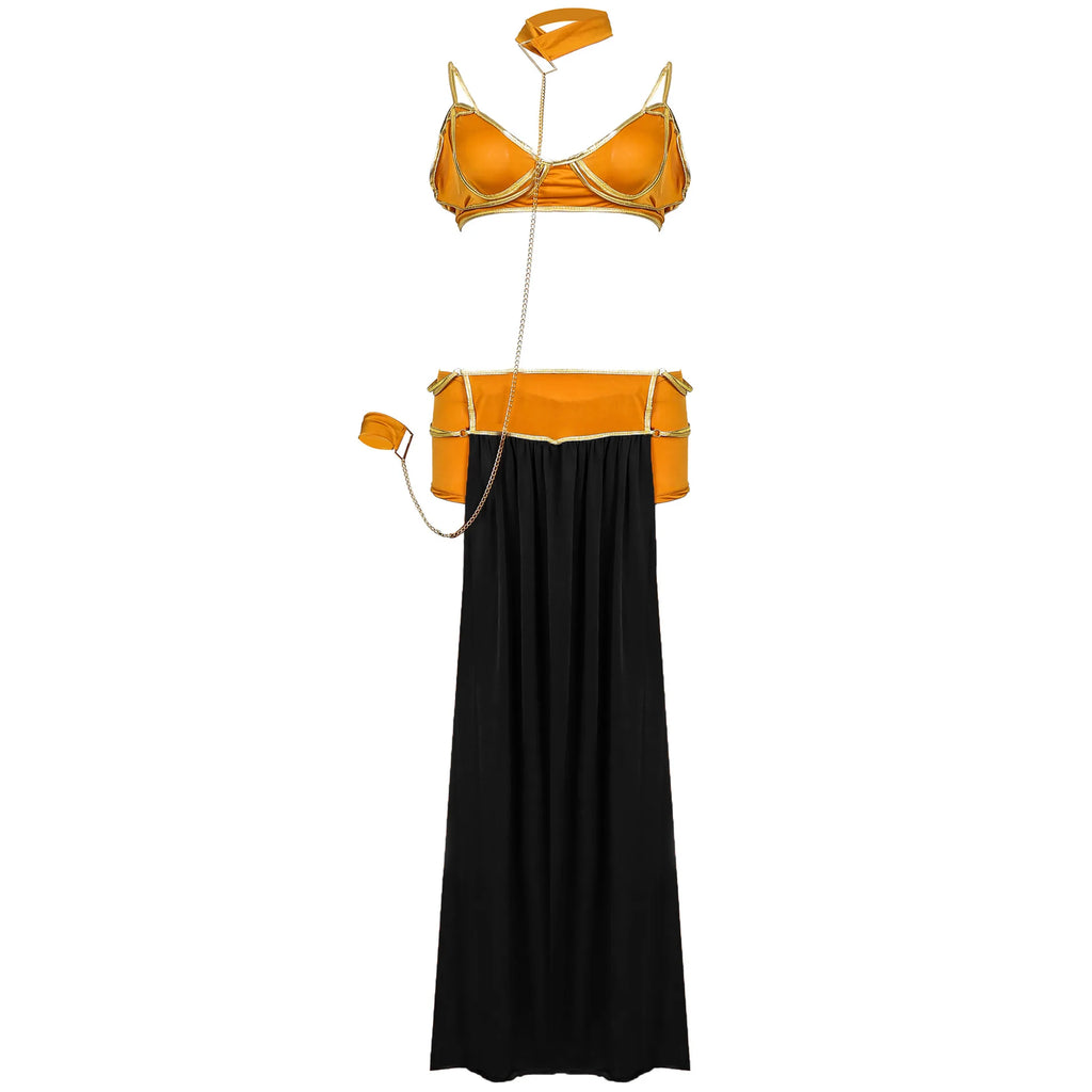 Cosplay Costumes Princess Leia Slave Bra+Skirt Black & Brown Women Sexy Party Anime Halloween Costume Egyptian Style
