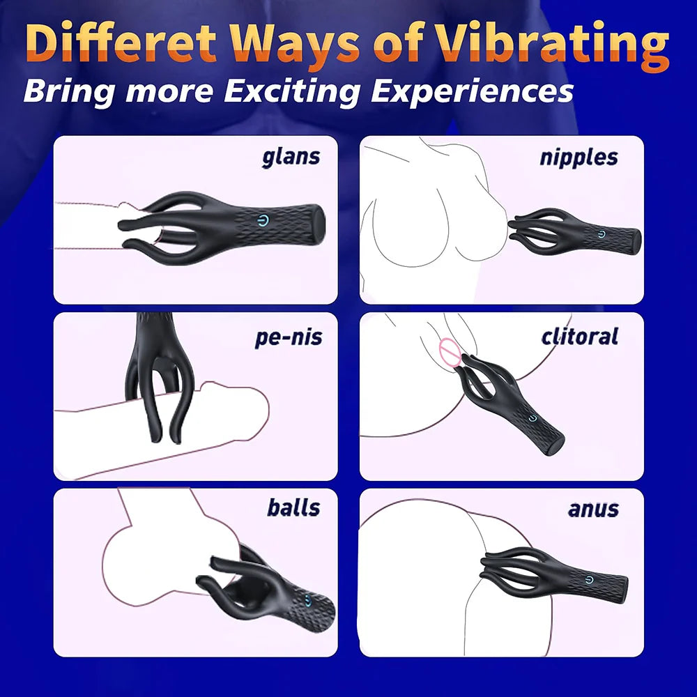 Male Penis Vibrator Sex Toys,4 Tentacles 360° Wrapping Glans Trainer,Fingertip Endurance Delay Exerciser,Masturbator Erotic Toys