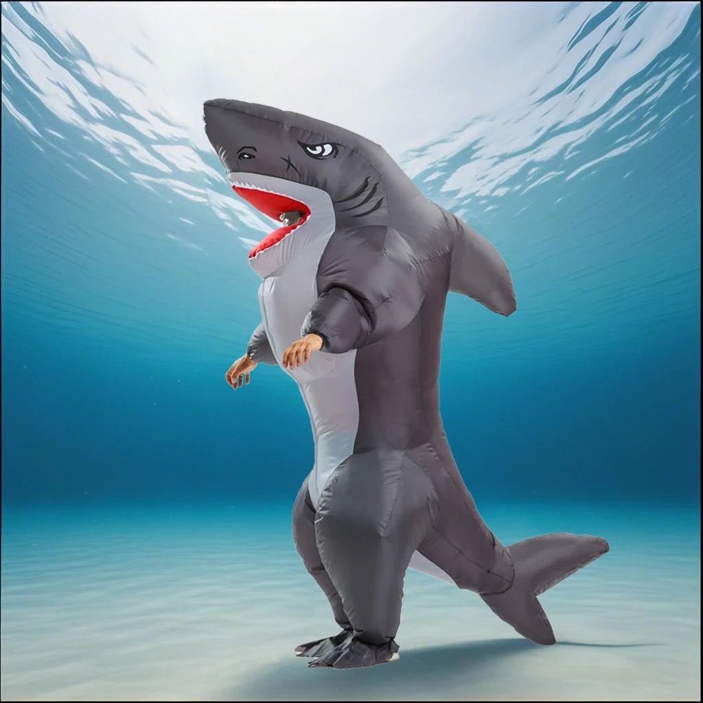 Inflatable Muscle Shark Costume Mascot Halloween Cosplay Costume for Adult Carnival Funny Suit Events Air Blow-up Outfit