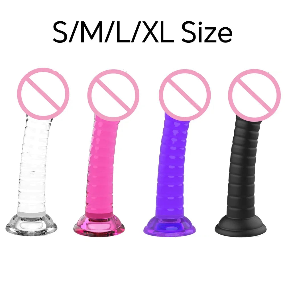 Realistic Dildos For Women No Vibrator Sex Toys Couples Crystal Jelly Mini Penis Vagina Anal Butt Plug Female Masturbation 4Size