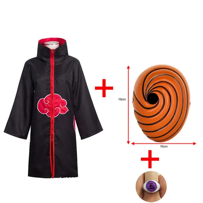 Akatsuki Tobi Obito Cosplay Costume Akatsuki Long Sleeve Cloak Halloween Carnival Funny Adult Cosplay Costume