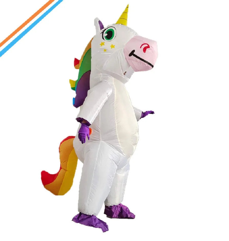 Cute Unicorn Inflatable Costume Suits Dress Mascot Christmas Party Cosplay Costumes for Man Woman Adult Boys Girls