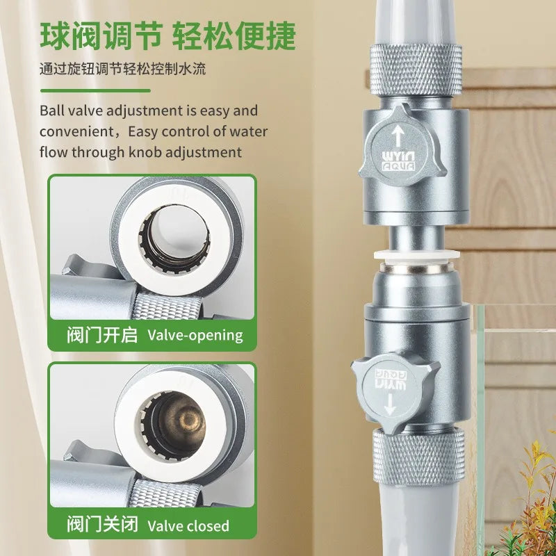 Aquarium inlet and outlet quick plug water pipe ball valve connection regulator fish tank filter accessories equipment